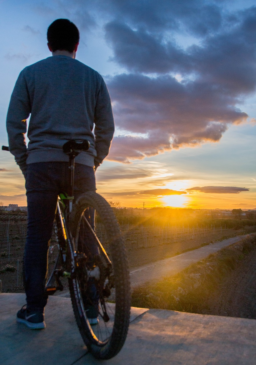 sunset  bike  bicycle free photo