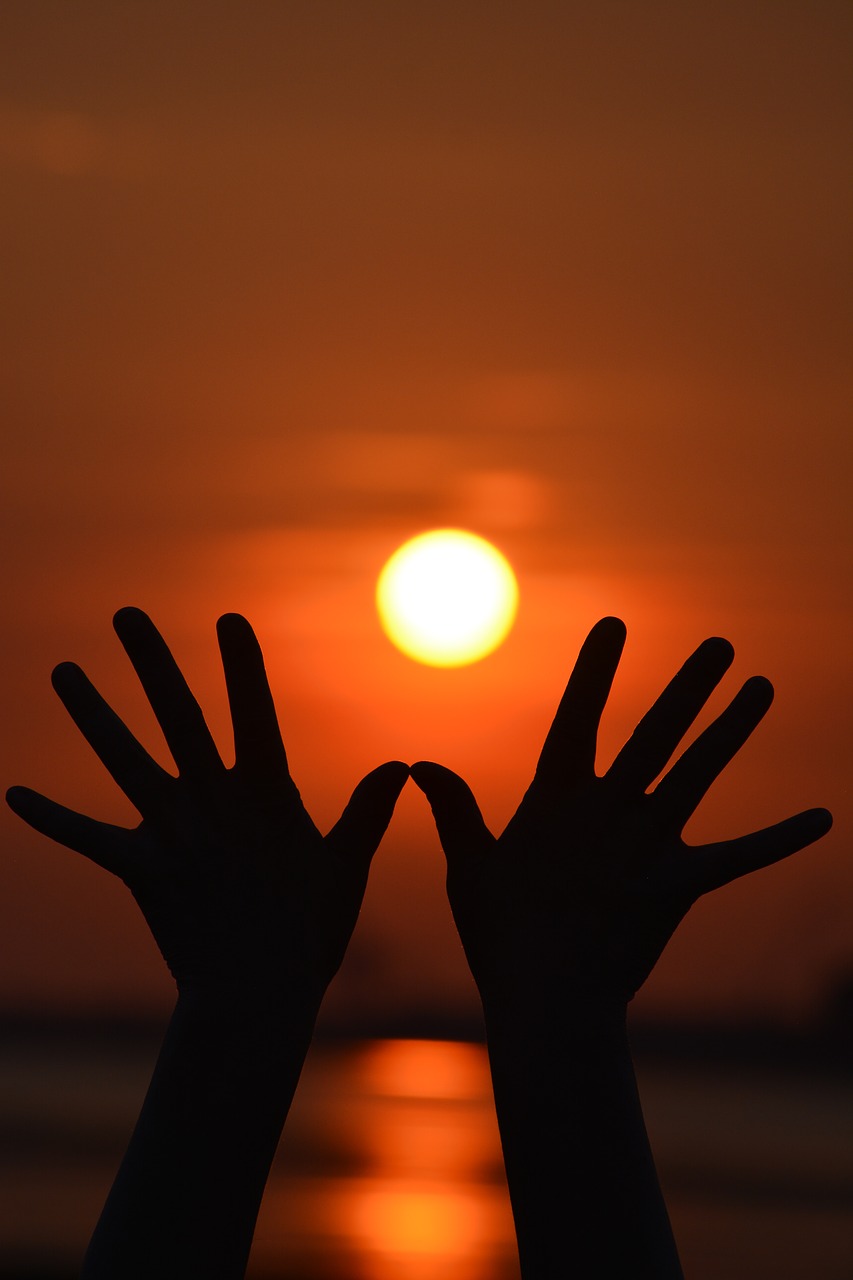 sunset  hands  love free photo