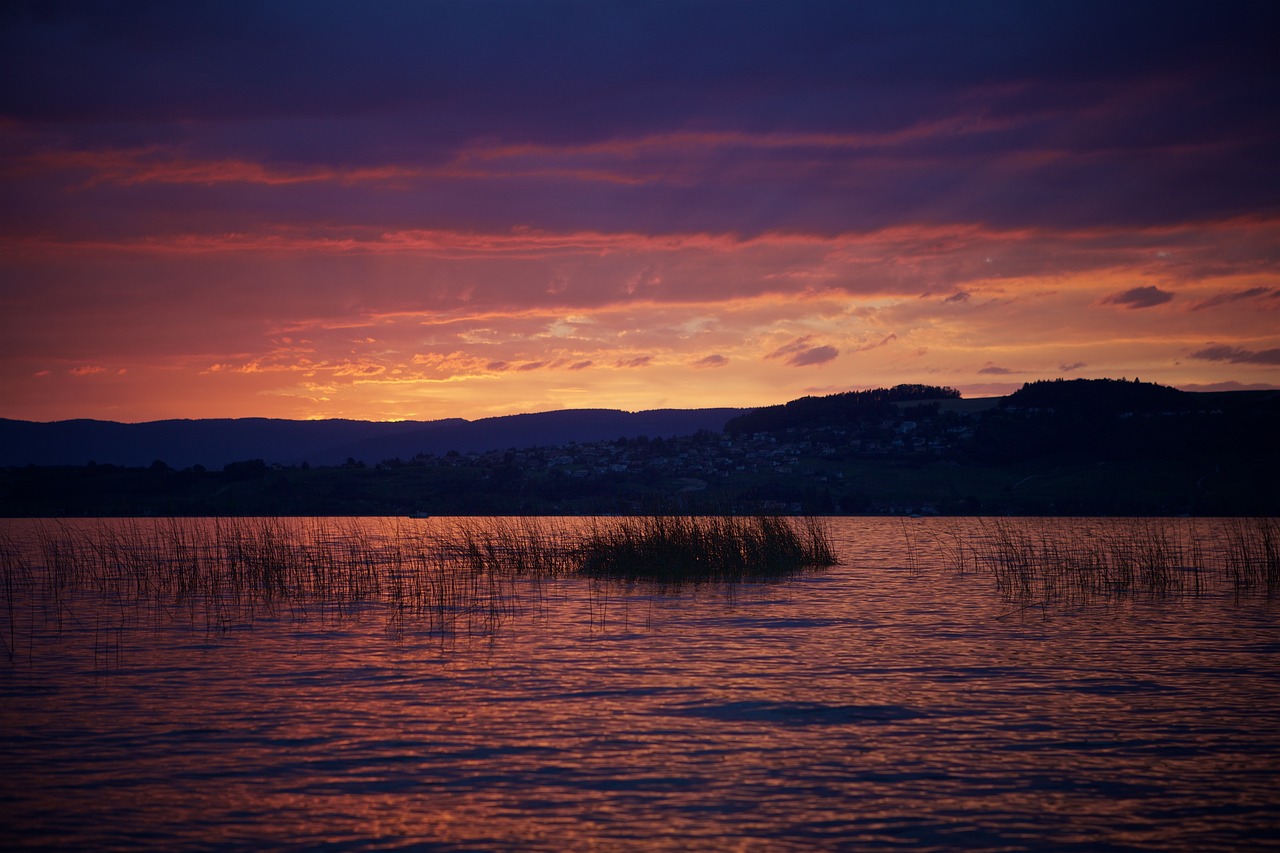 sunset  lake  mountains free photo