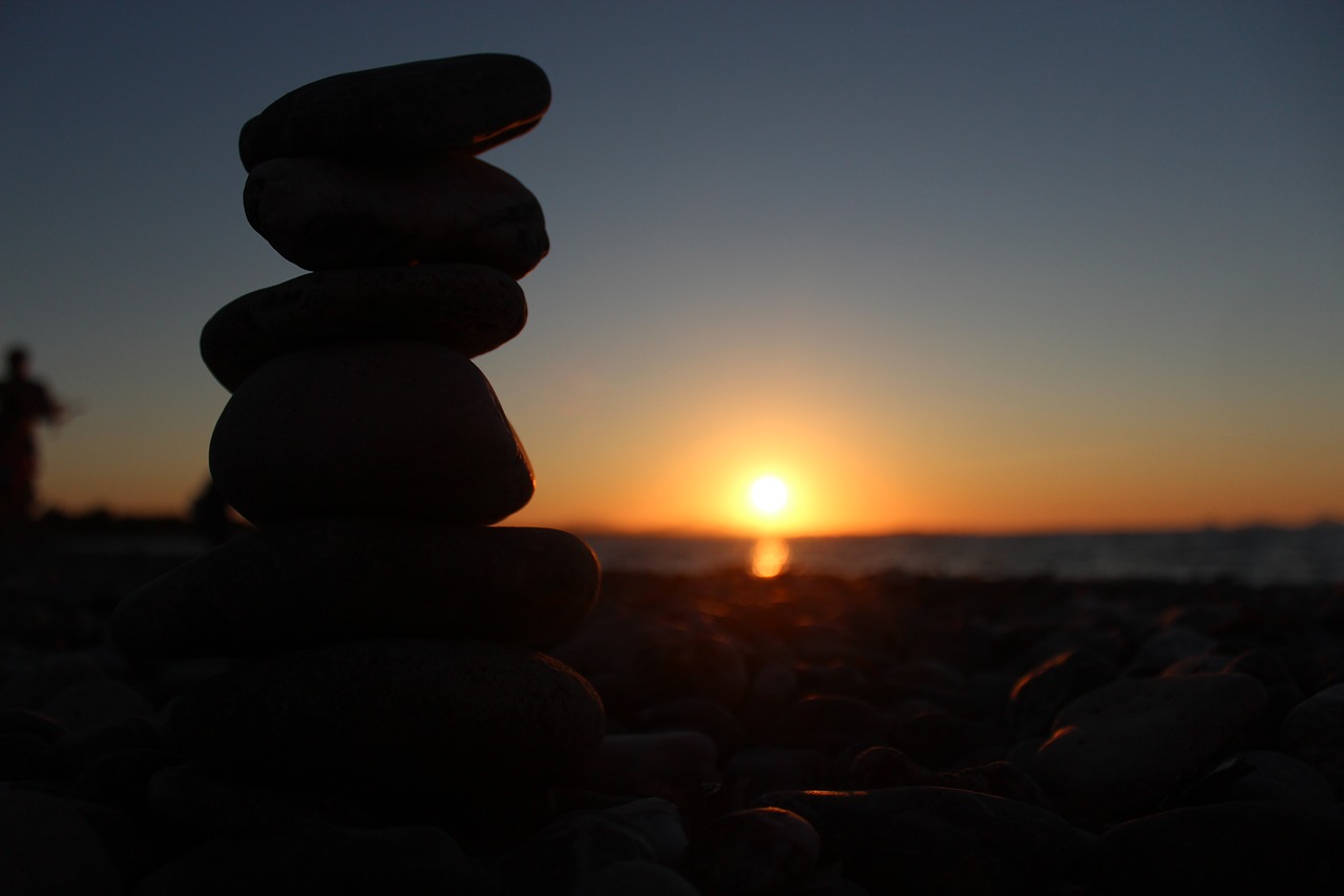 sunset  stones  relaxation free photo