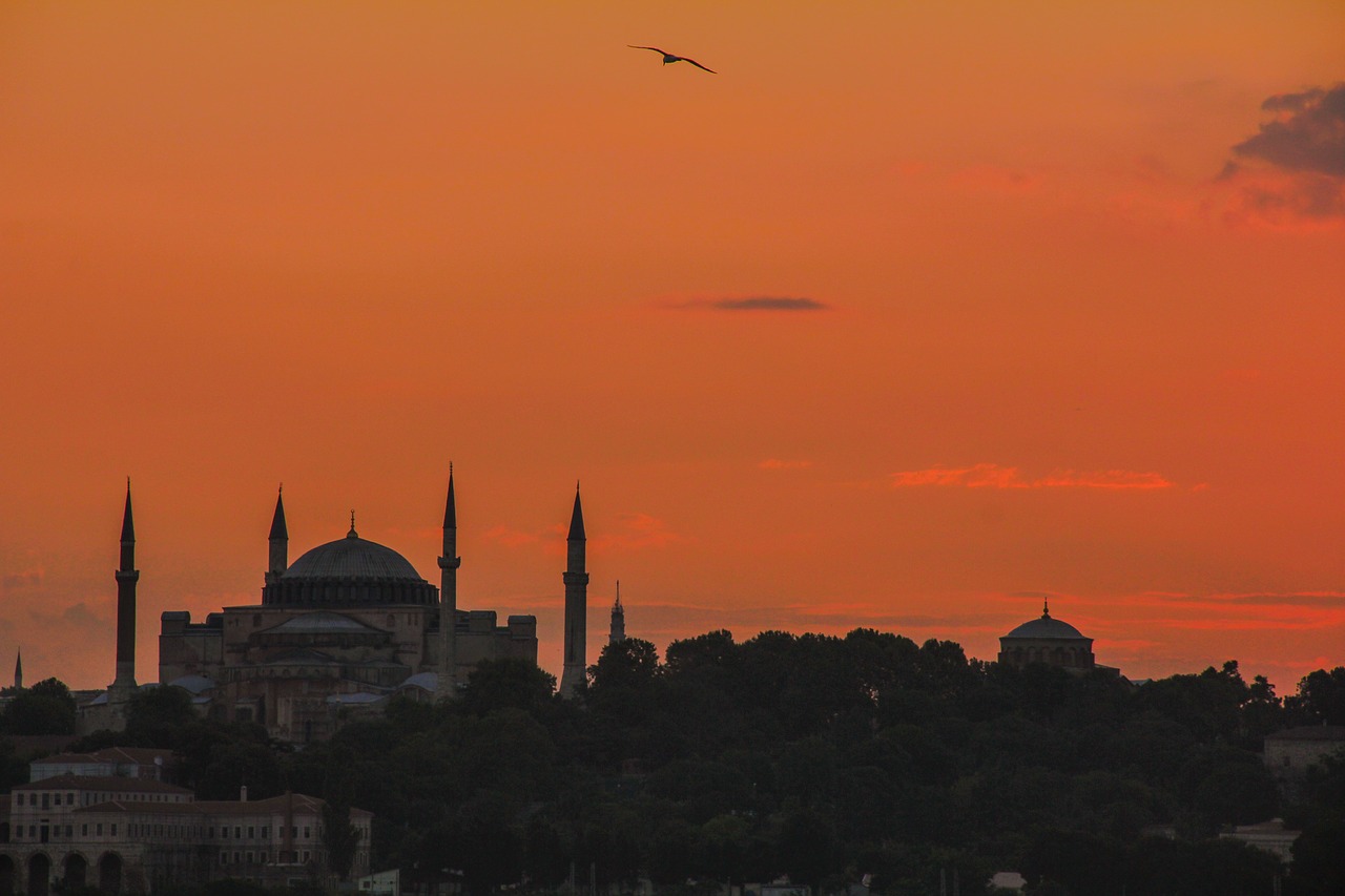 sunset  hagiasophia  istanbul free photo