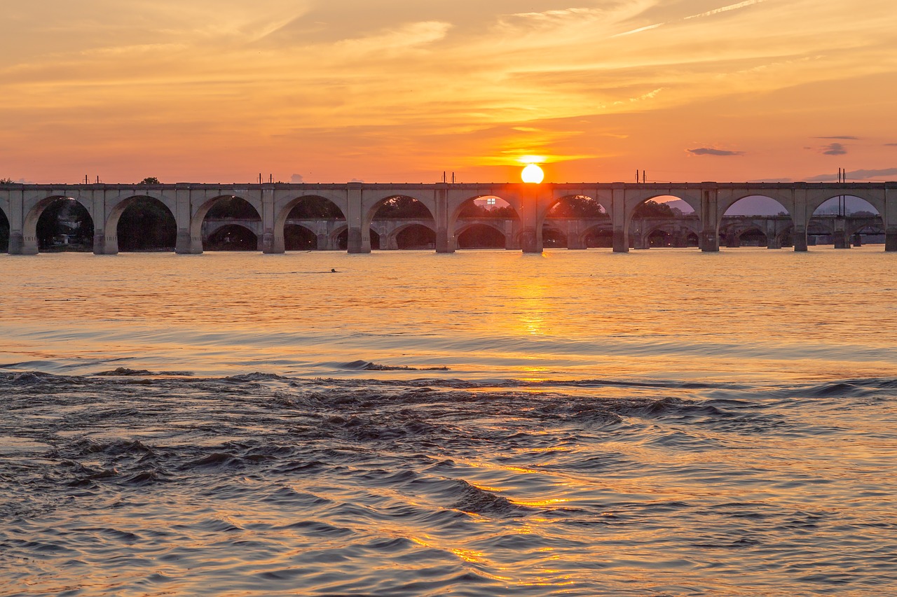 sunset  river  landscape free photo