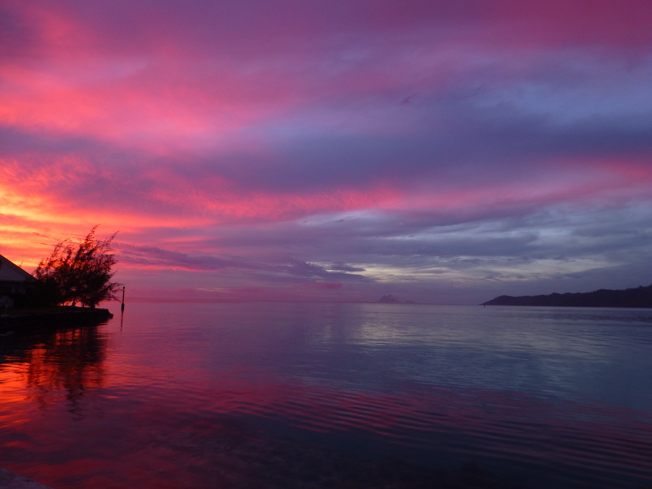 sunset  ocean  polynesia free photo