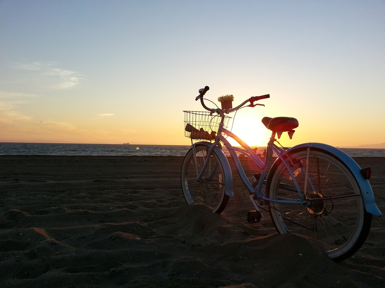 sunset beach bike free photo