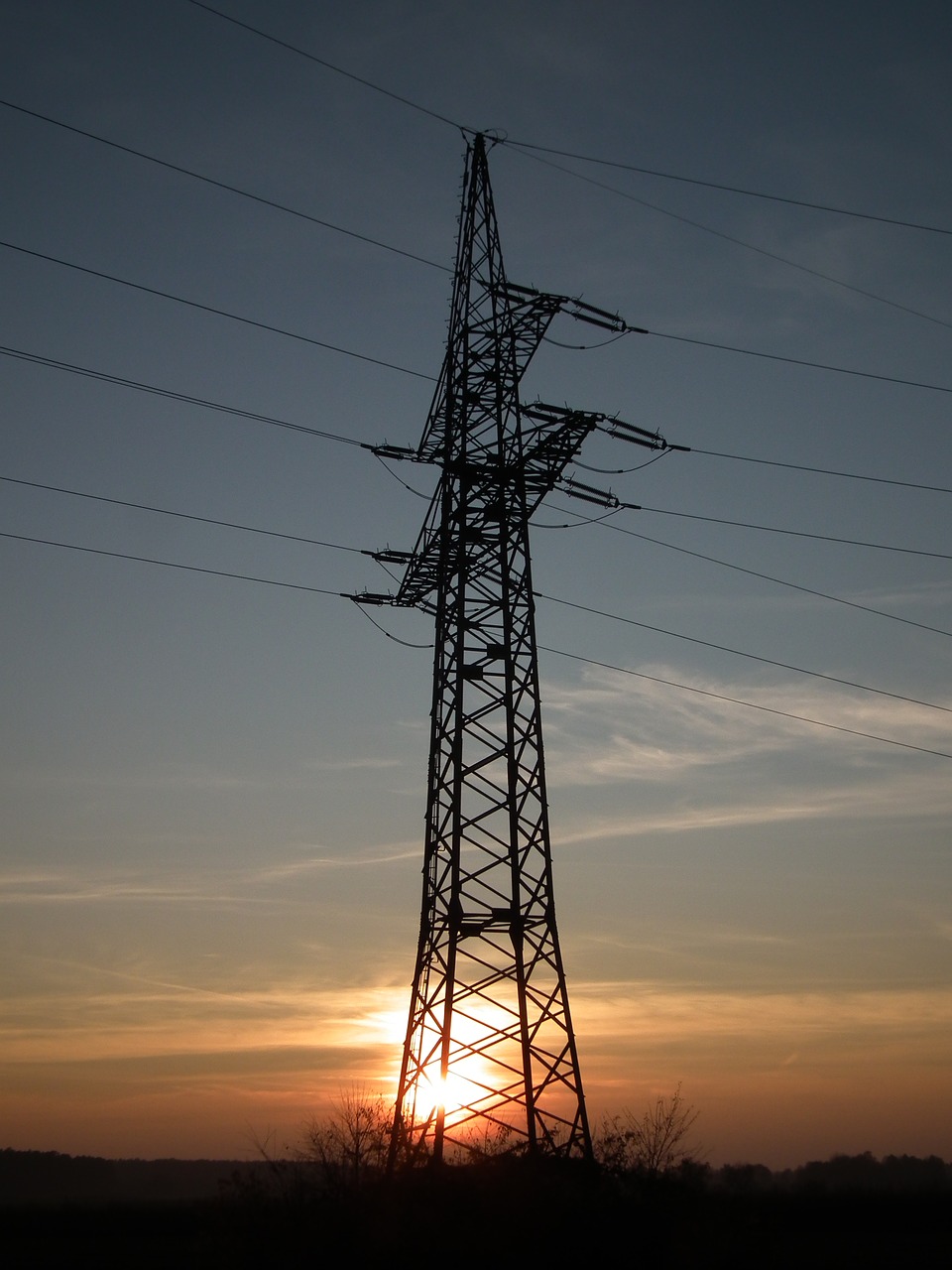 sunset  strommast  high voltage free photo