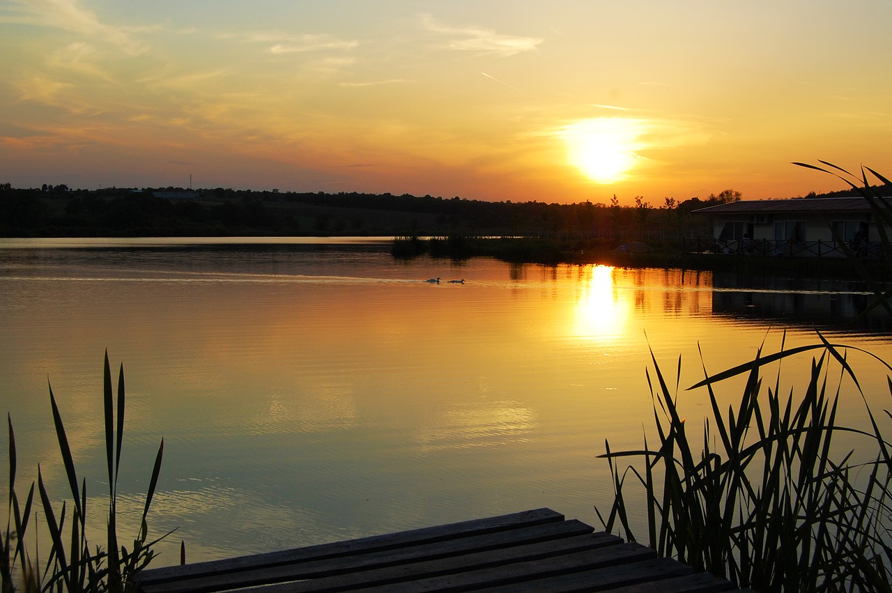 sunset  lake  dam free photo