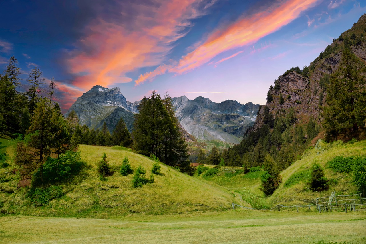 sunset  alps  mountains free photo