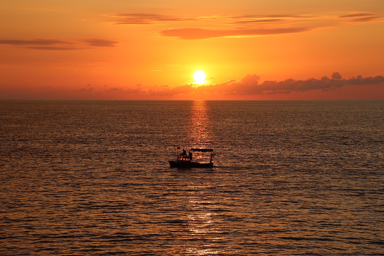 sunset  ship  taka free photo