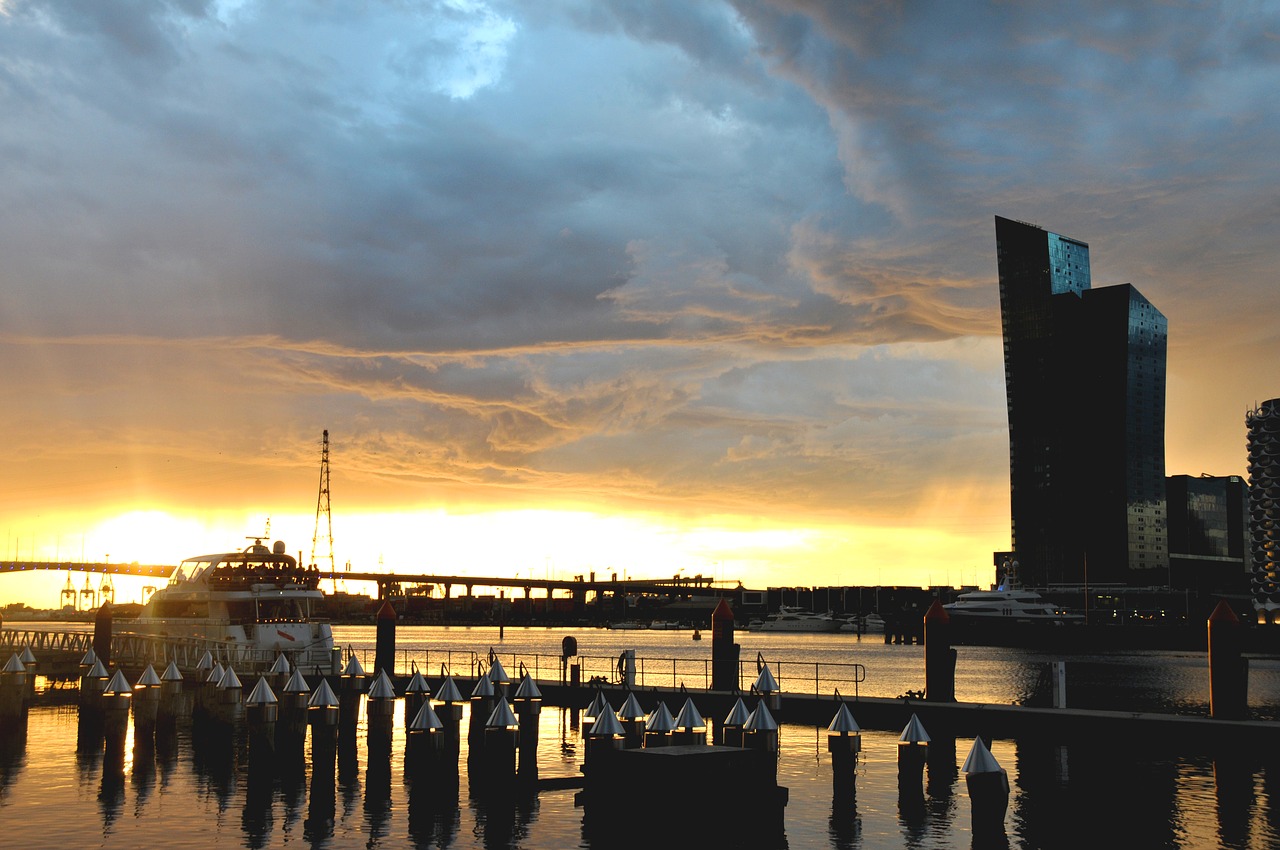 sunset  city  melbourne free photo