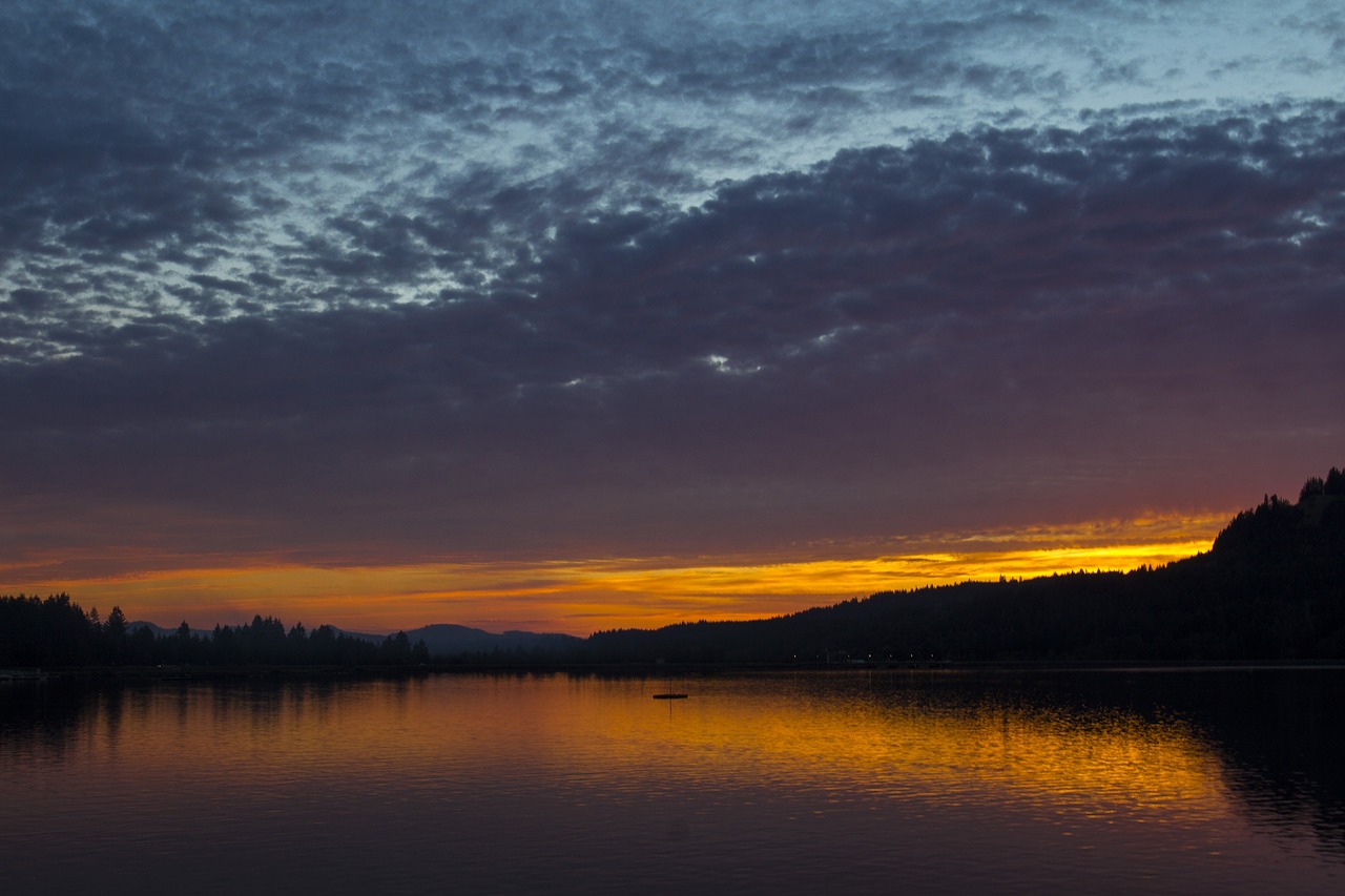 sunset  lake  colorful free photo