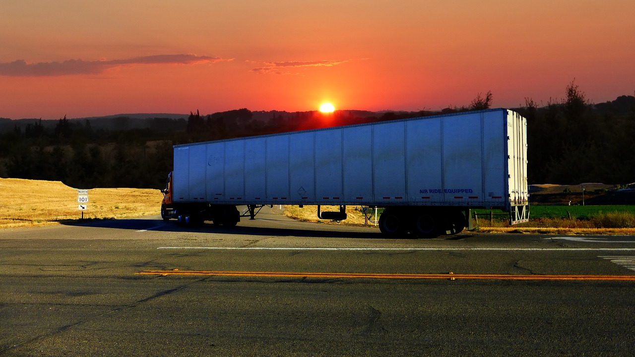 sunset  truck american  transport free photo