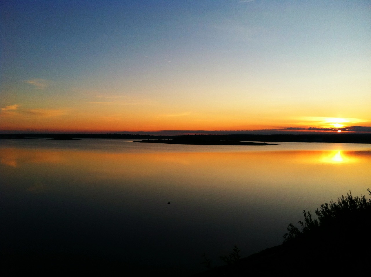 sunset lake reflection free photo