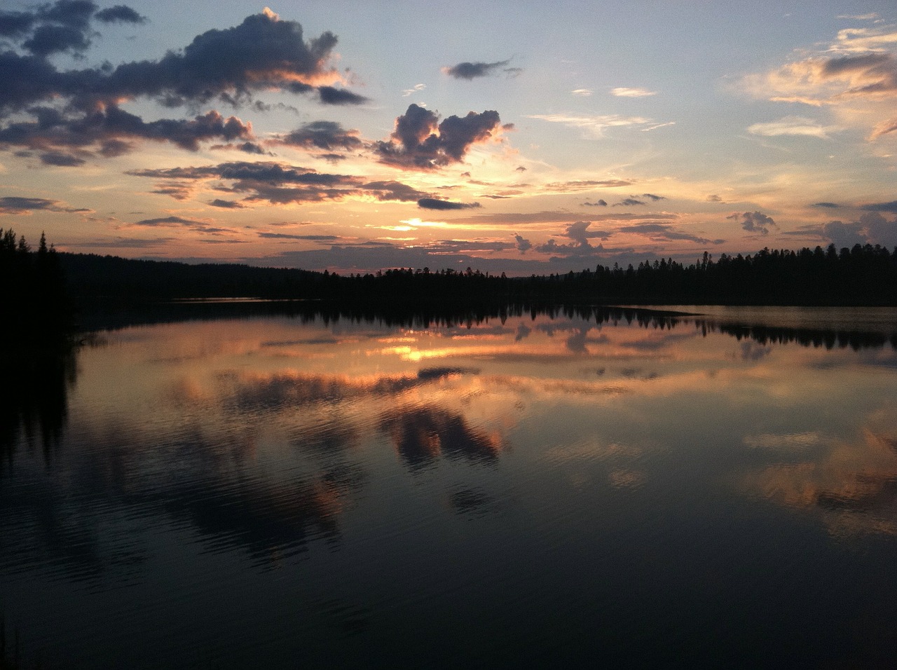sunset finland lake free photo