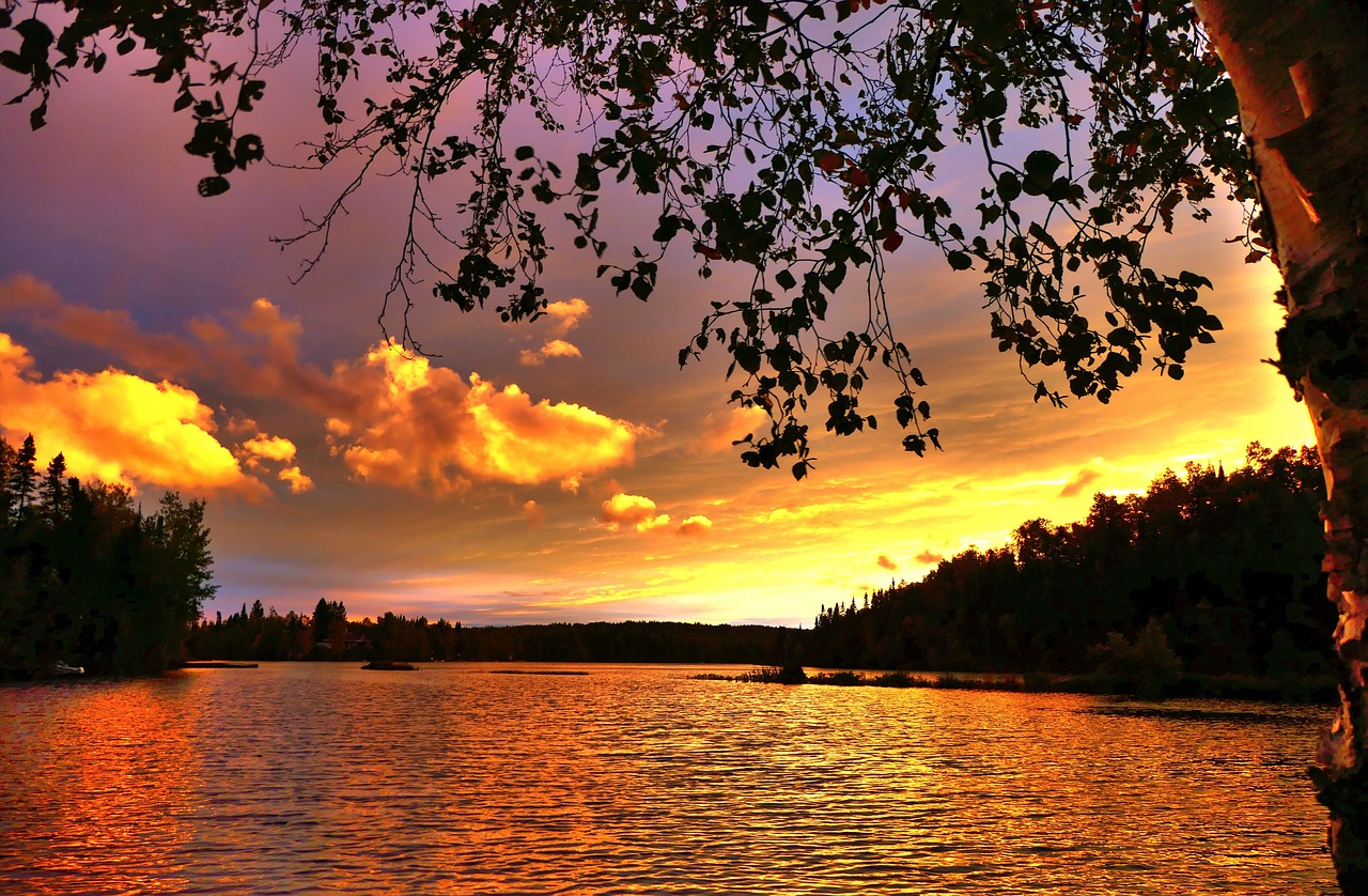 sunset  landscape  lake free photo