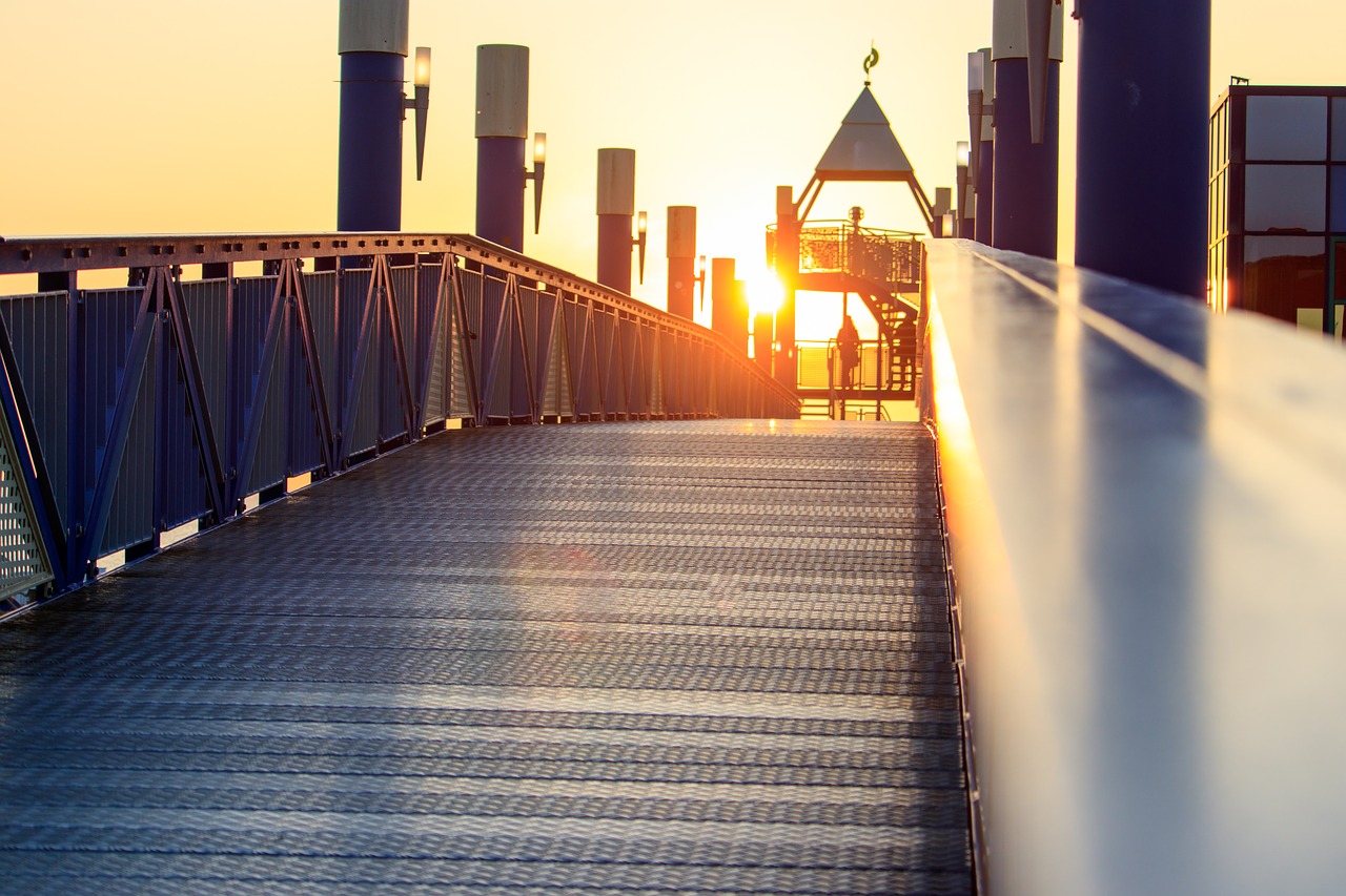 sunset  bridge  norddeich free photo