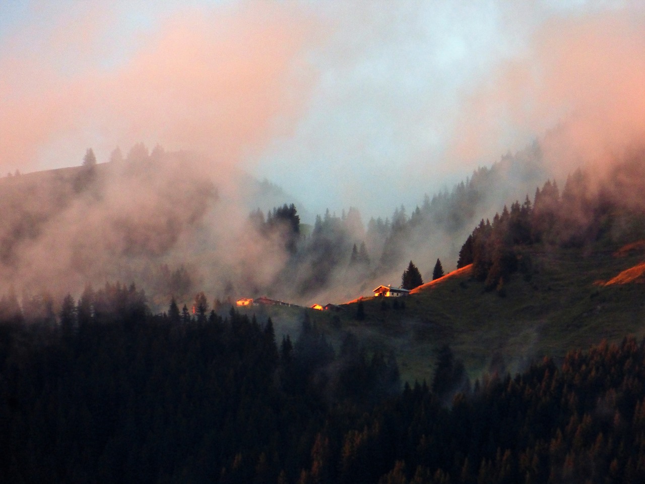 sunset  nature  alps free photo