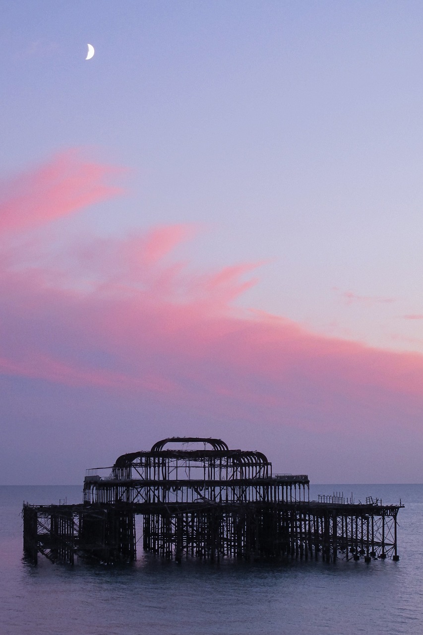 sunset  sea  brighton pier free photo