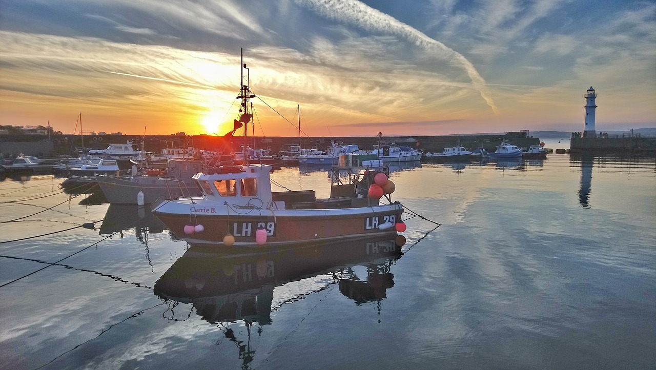 sunset  boats  reflection free photo