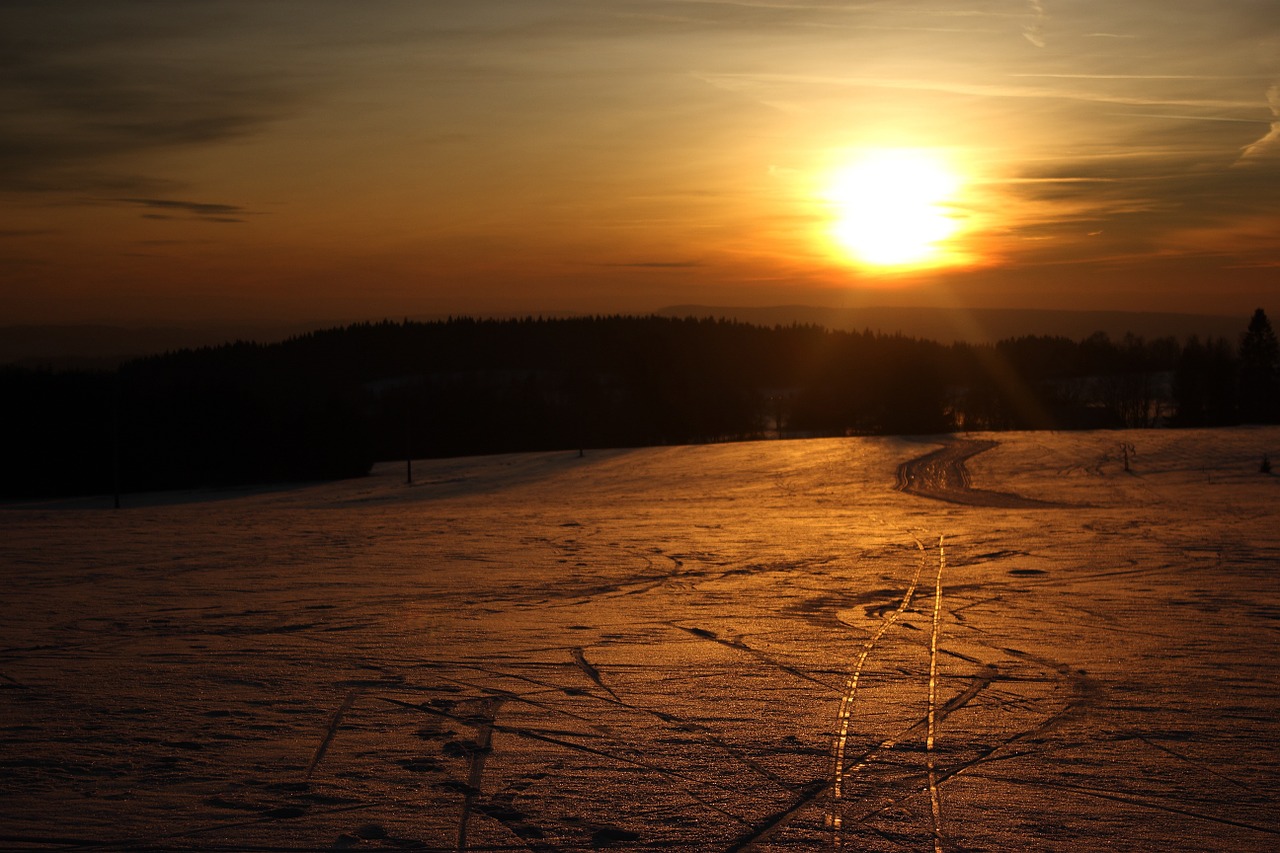 sunset snow mountains free photo