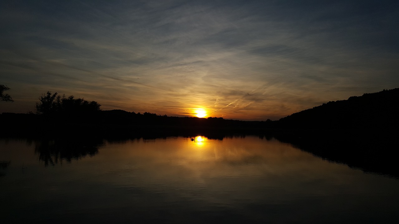 sunset  lake  mystical free photo