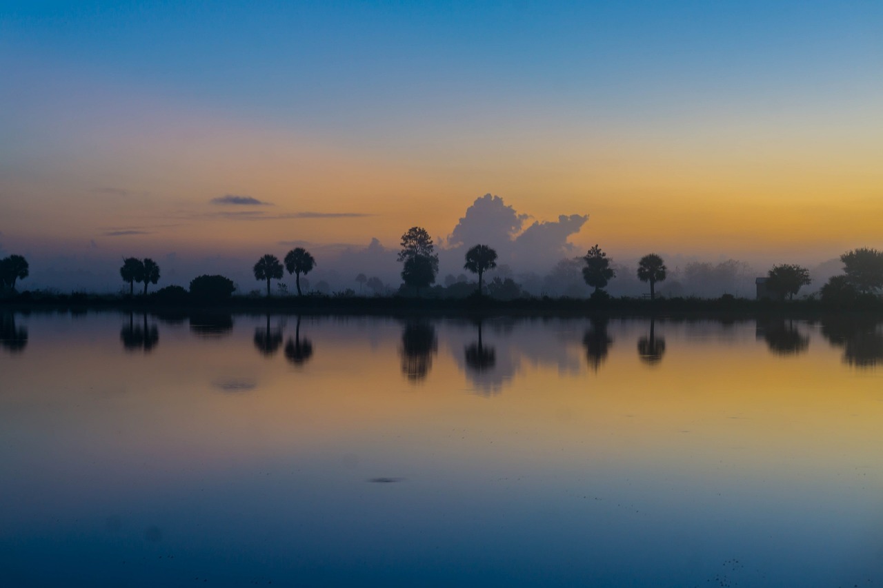 sunset  lake  reflection free photo