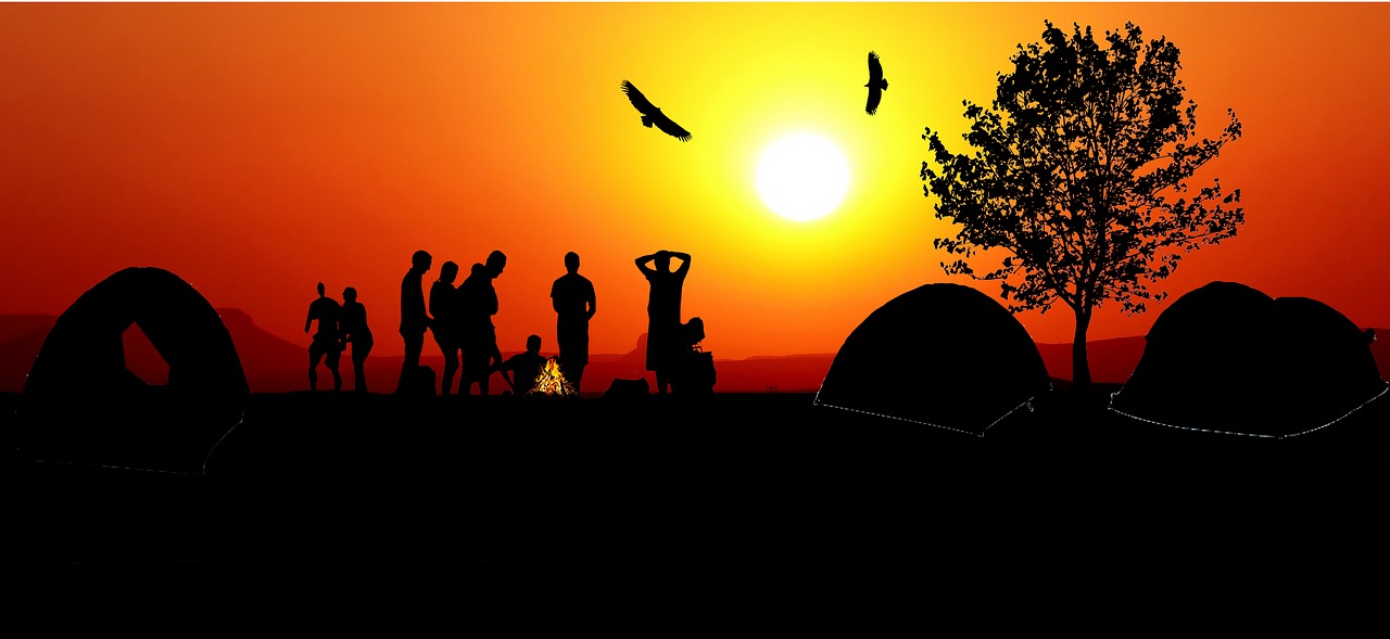 sunset  camping  tent free photo