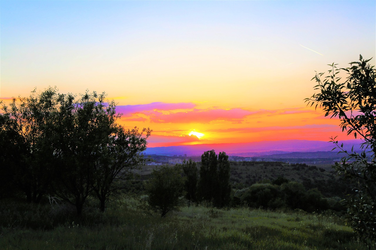 sunset  in the evening  sky free photo