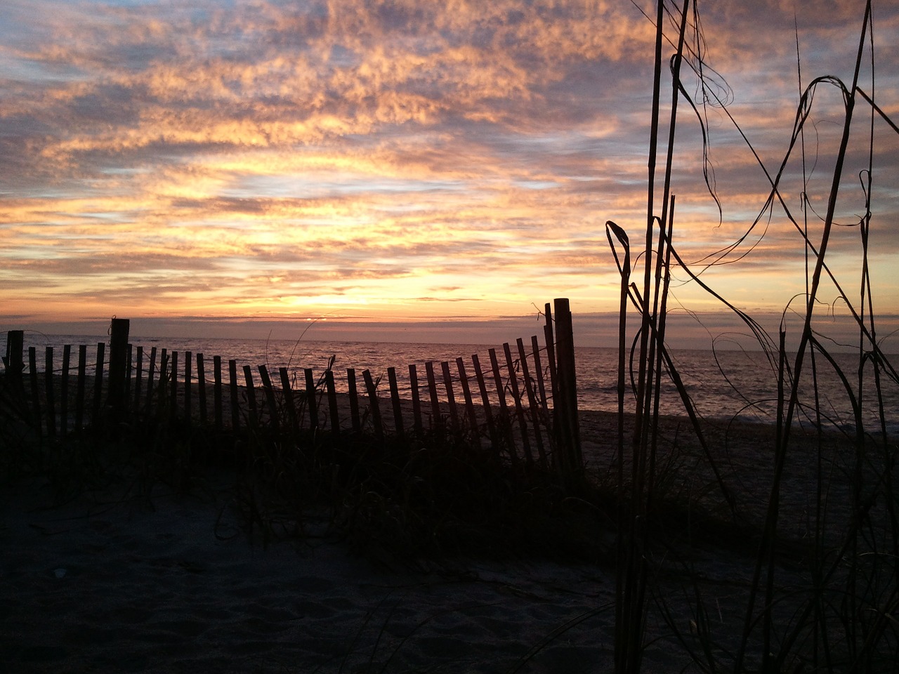 sunset beach fence free photo