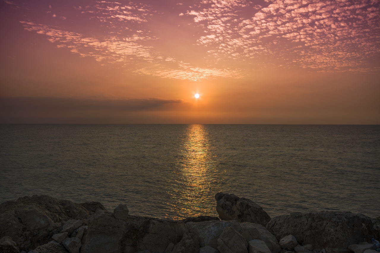 sunset tel aviv sea free photo