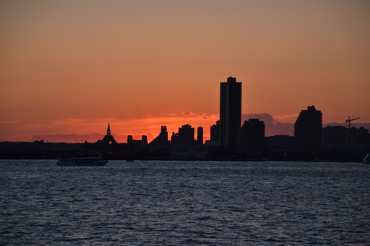 sunset  city  new york free photo