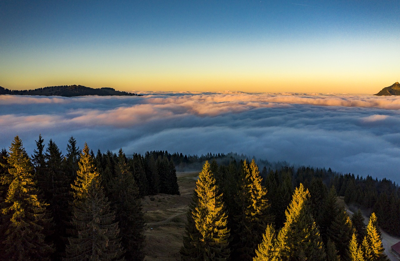 sunset  mountains  fog free photo