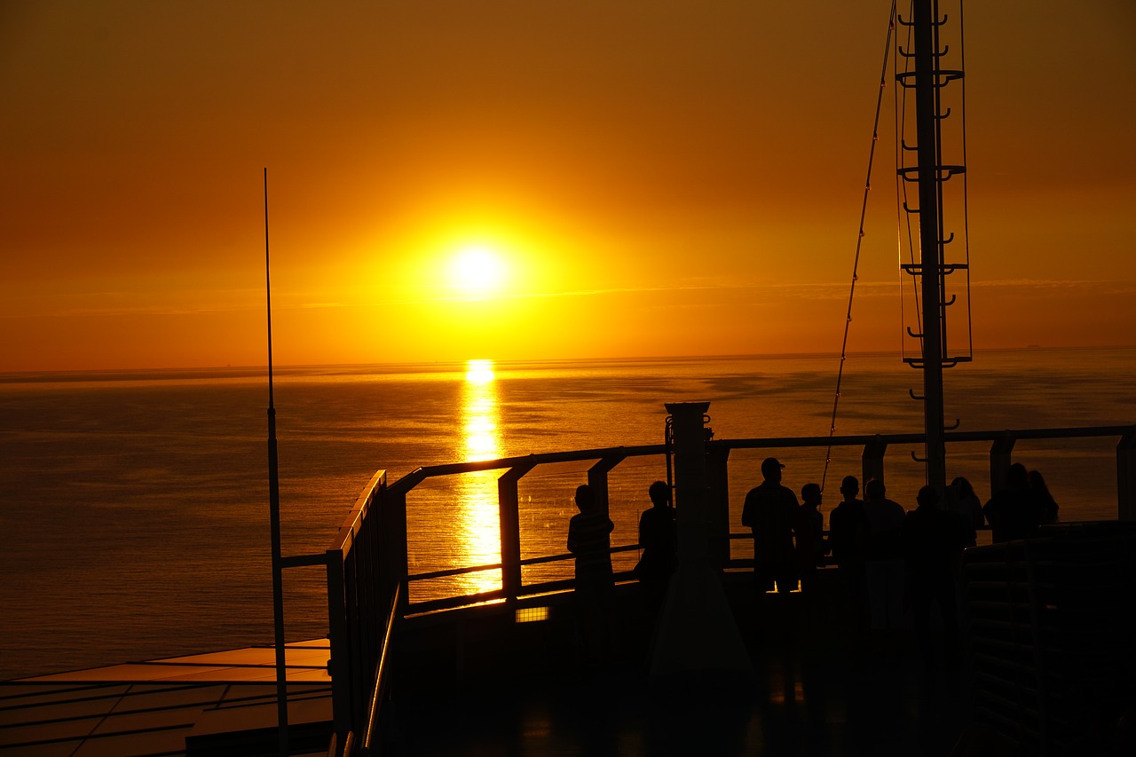 sunset  ship  sea free photo