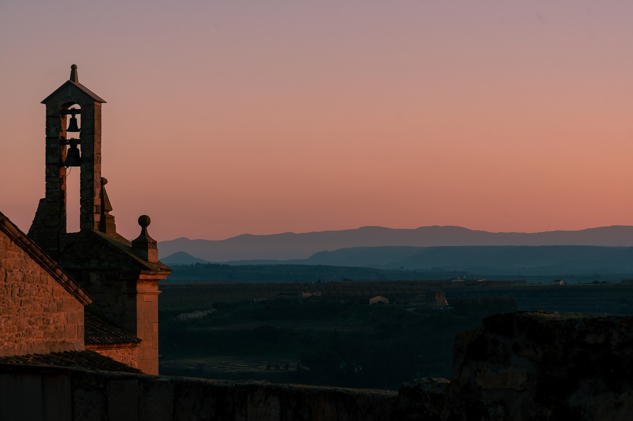 sunset  people  bell tower free photo