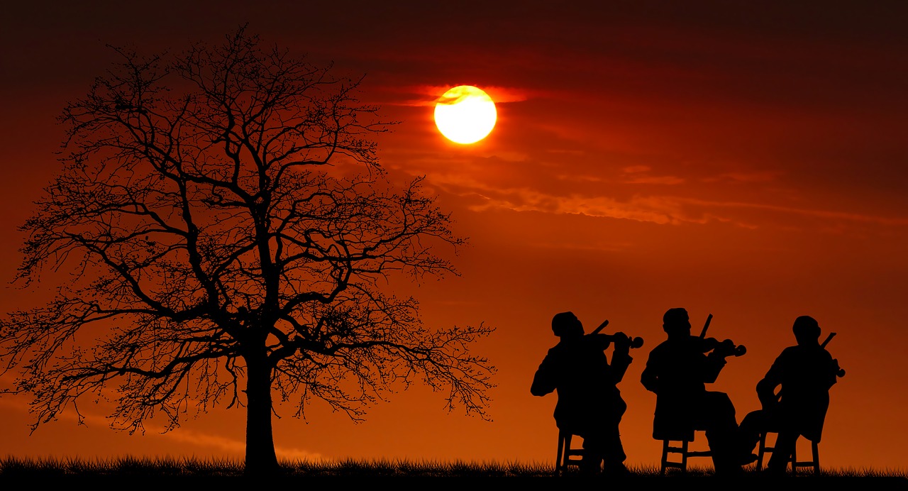 sunset  concert  violinists free photo