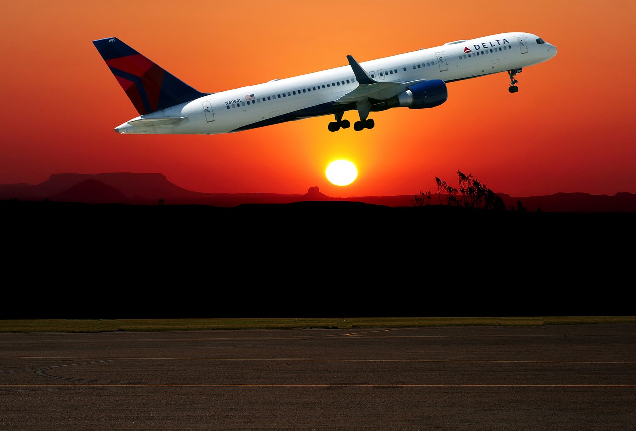 sunset  aircraft  take off free photo