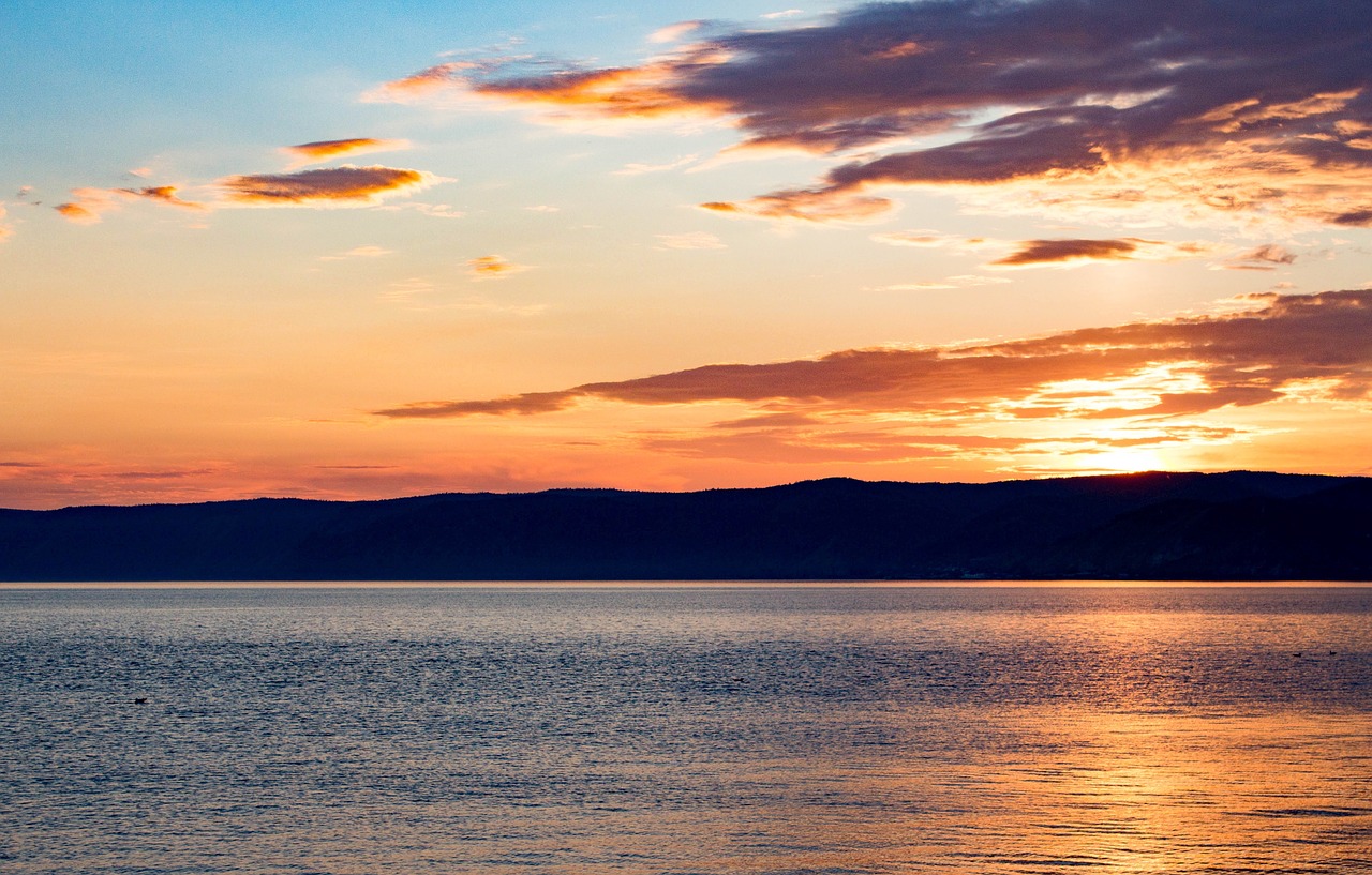 sunset  baikal lake  siberia free photo