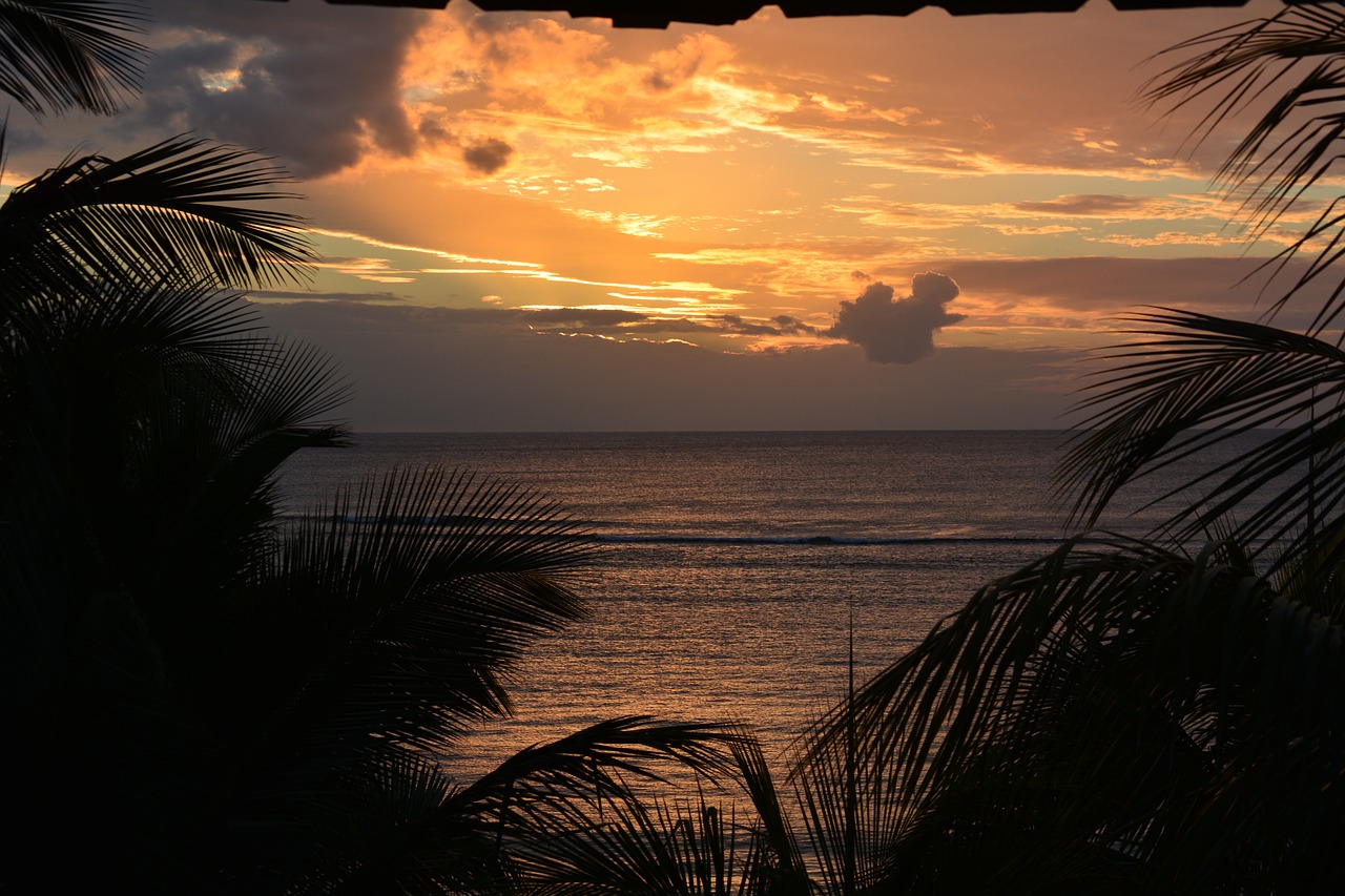 sunset  mauritius  sea free photo