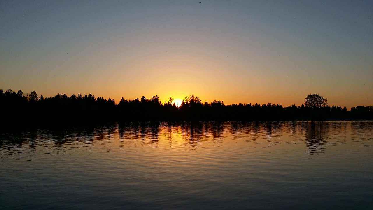 sunset  water  lake free photo
