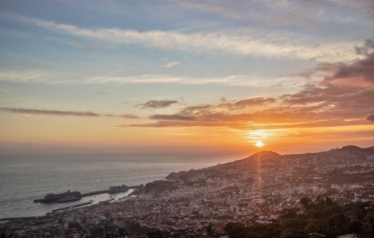 sunset  funchal  mar free photo