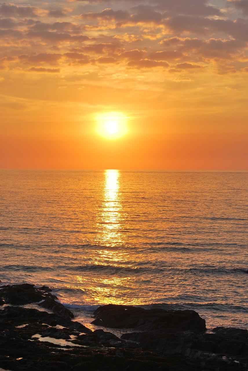 sunset  cornwall  sea free photo