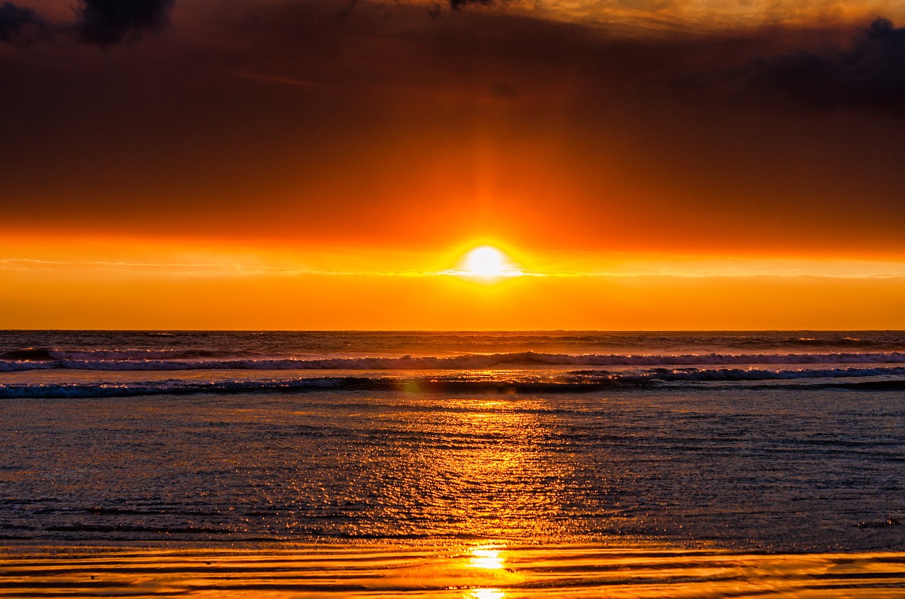 sunset  ocean  clouds free photo