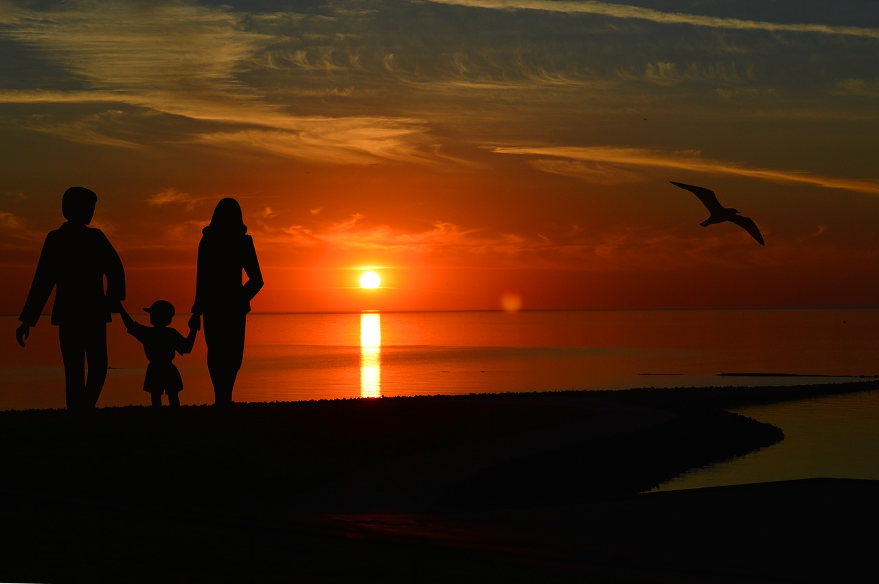 sunset  north sea  sun free photo