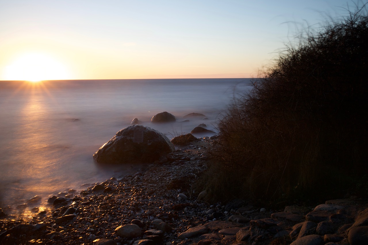 sunset  on the coast  of kalunborg free photo