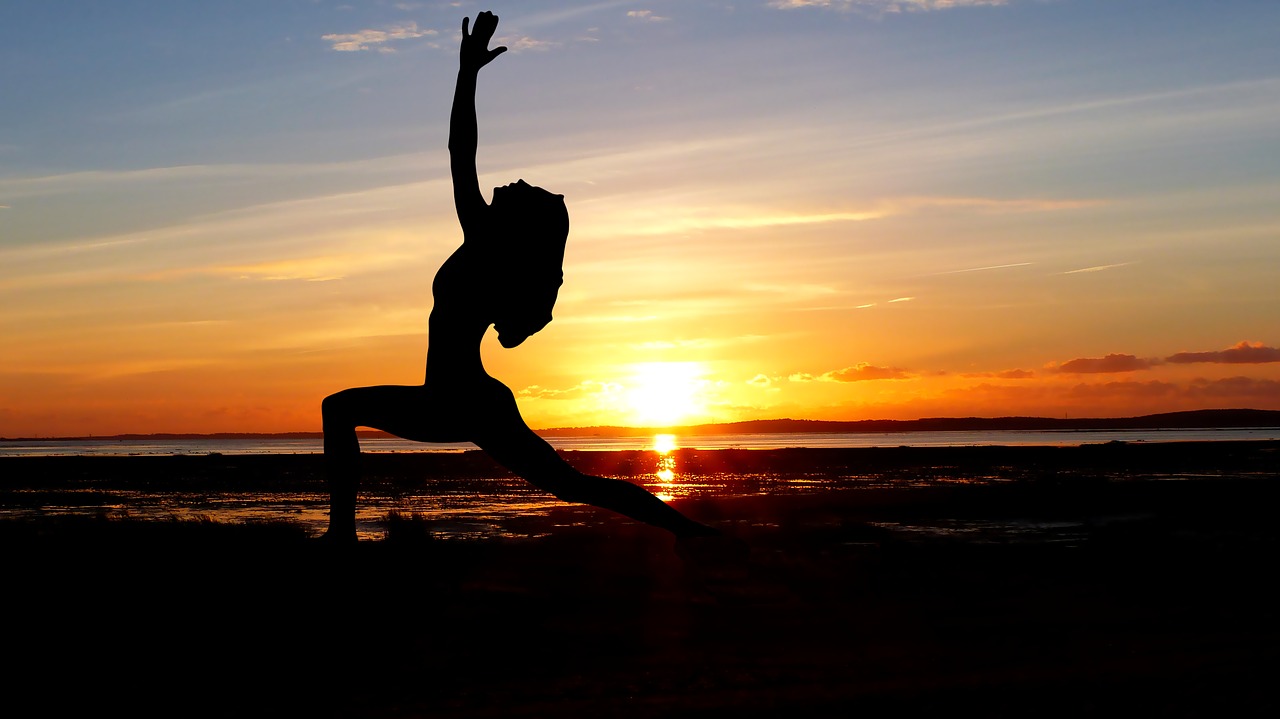 sunset  yoga  ocean free photo