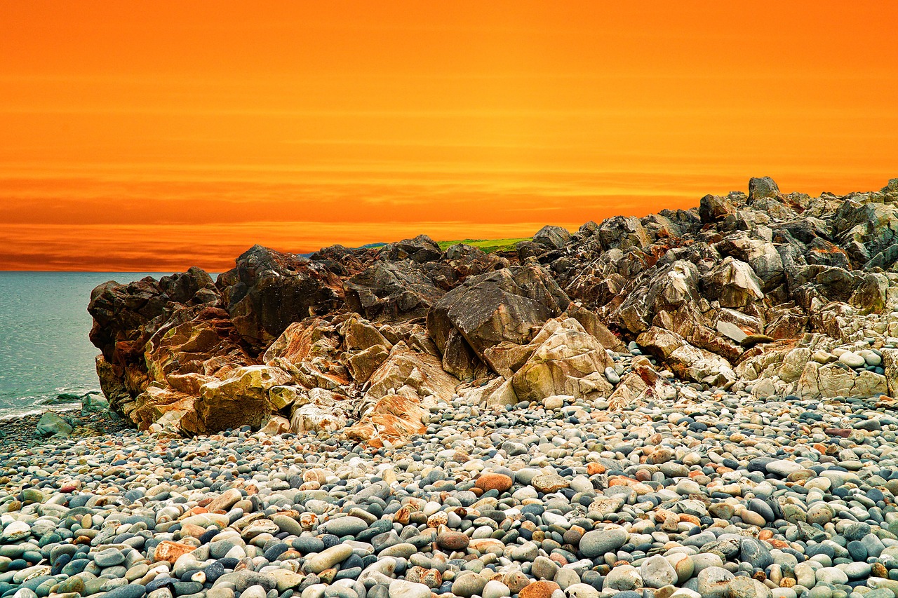 sunset  rocks  nature free photo