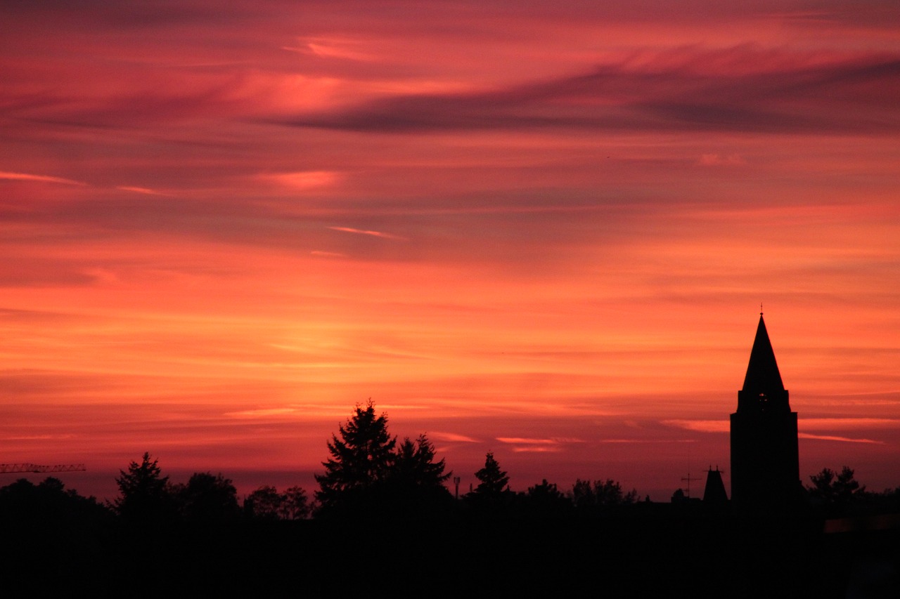 sunset  hanau  church free photo