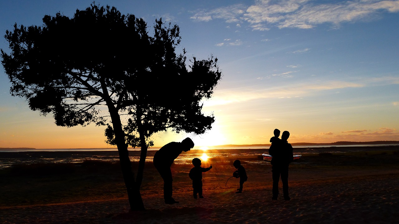 sunset  family  child free photo