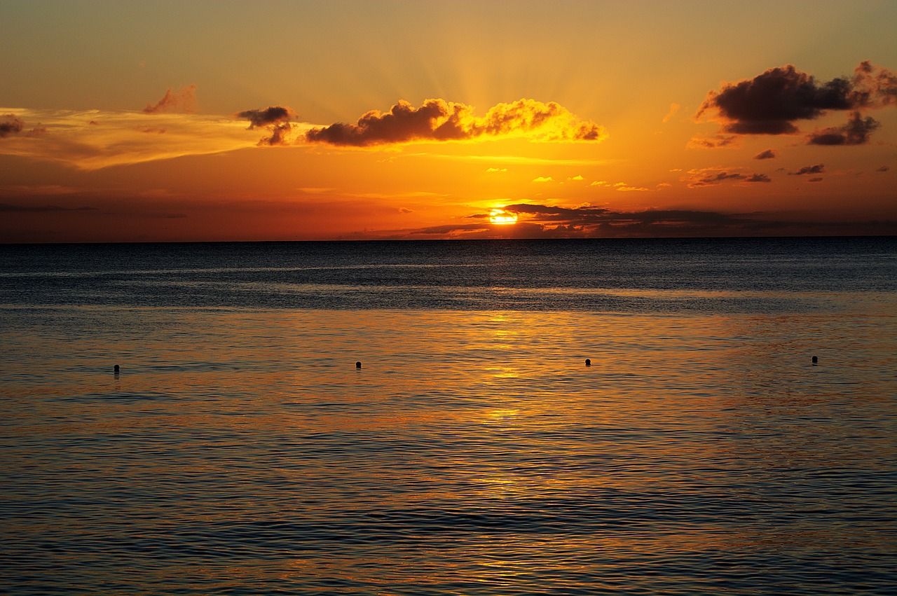 sunset  sun  caribbean free photo