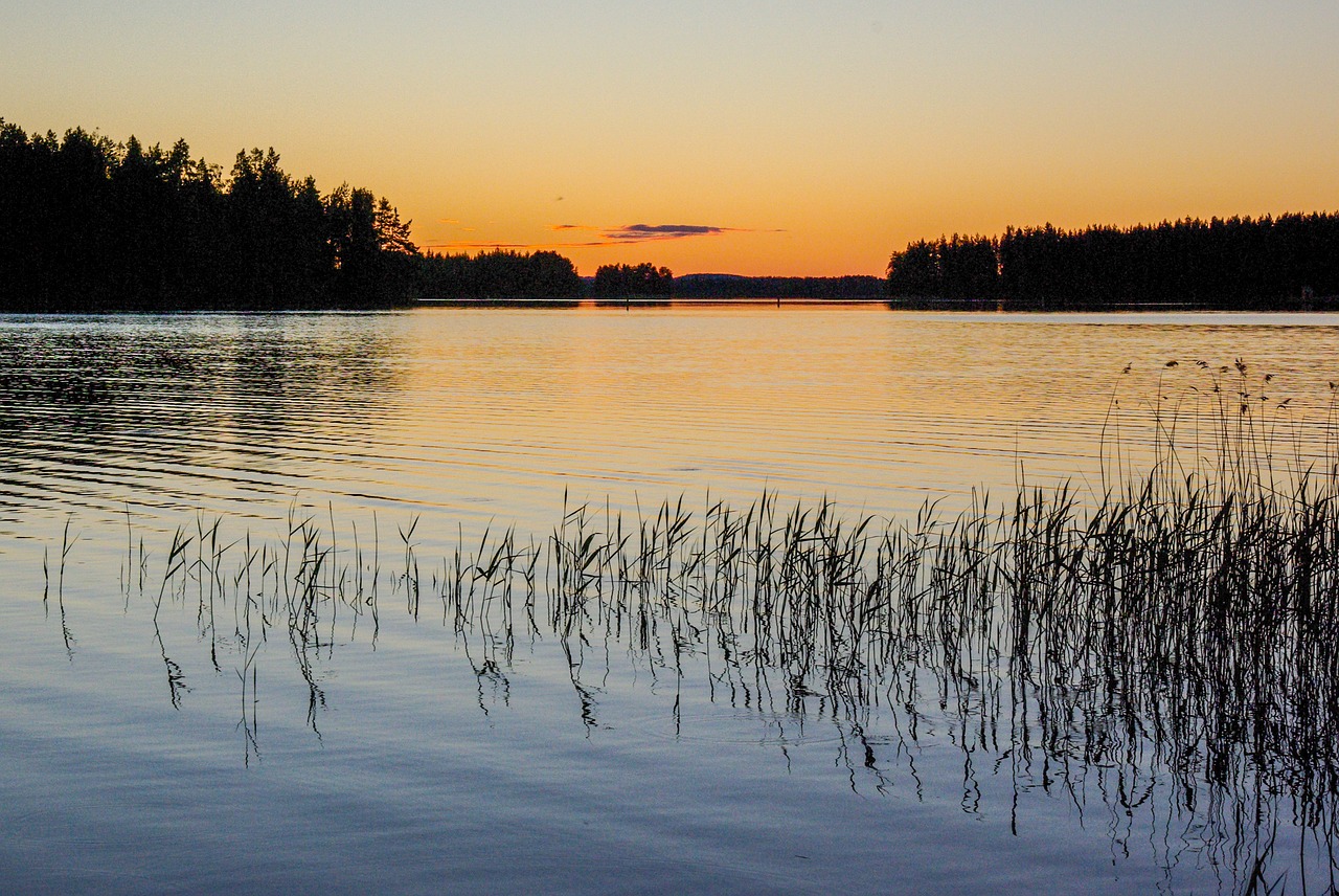 sunset  lake  mirror free photo