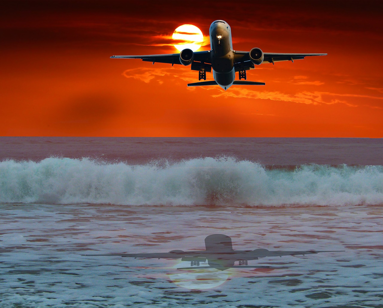 sunset  aircraft  transport free photo